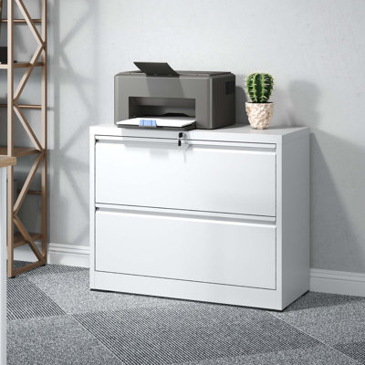 35.43"W 2 Drawer Metal Lateral File Cabinet with Lock for Home Office A4/Letter/Legal Size