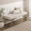 Banc de salle à manger Wen, polyester beige, base angulaire gris champagne, 48 pouces