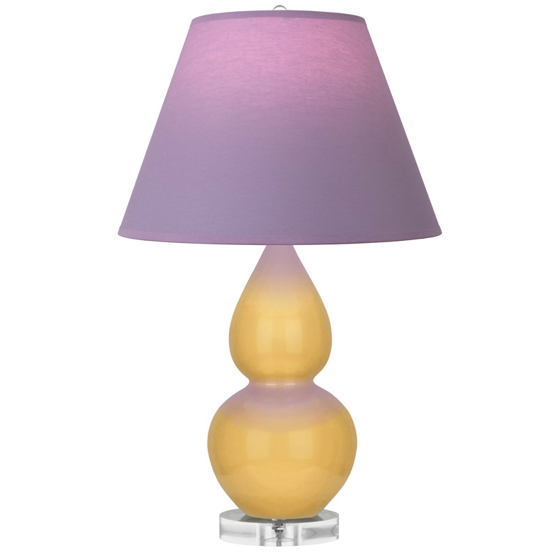 Small Double Gourd Accent Lamp - Sangria, Deep Patina Bronze - Lavender, Plum Shade, Gray, Lavender/Burgundy