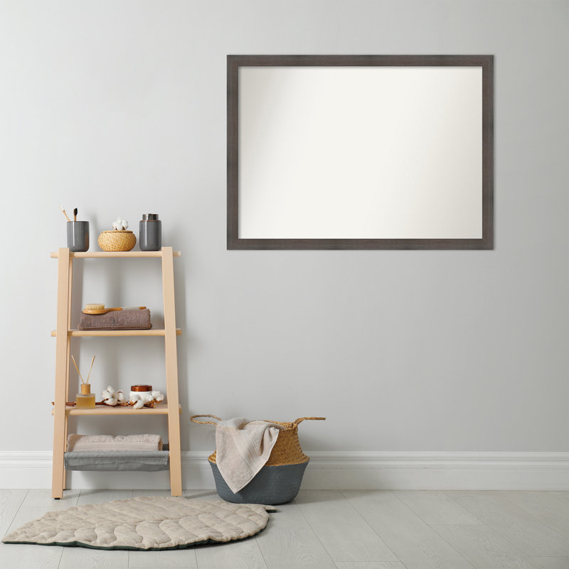 Hardwood Chocolate Narrow WoodBathroom Vanity Non-Beveled Wall Mirror, 30" x 41"