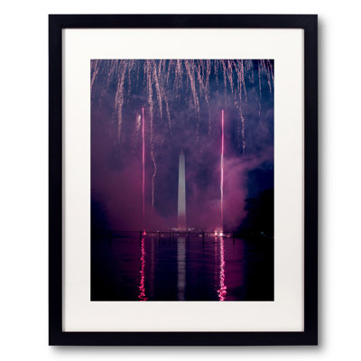 Fireworks At The Reflecting Pool Print by Angela Pan