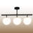 3 Lights Metal Body Glass Cap Semi-Flush Mount