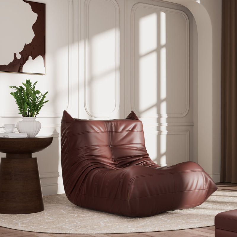 Fauteuil à billes en mousse mémoire, Similicuir bourgogne