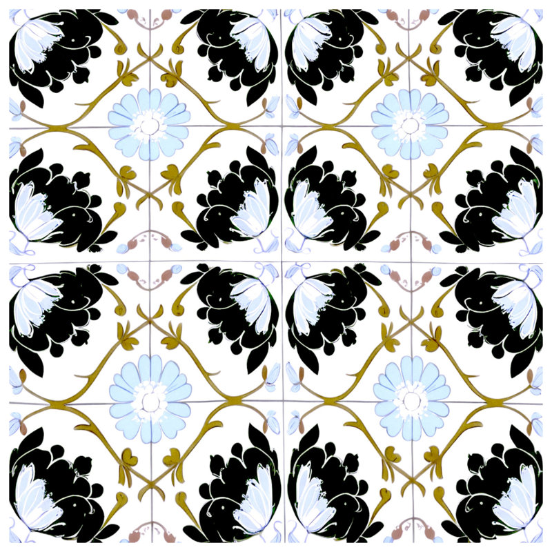 Housses de couette à motif floral noir et blanc, Grand lit