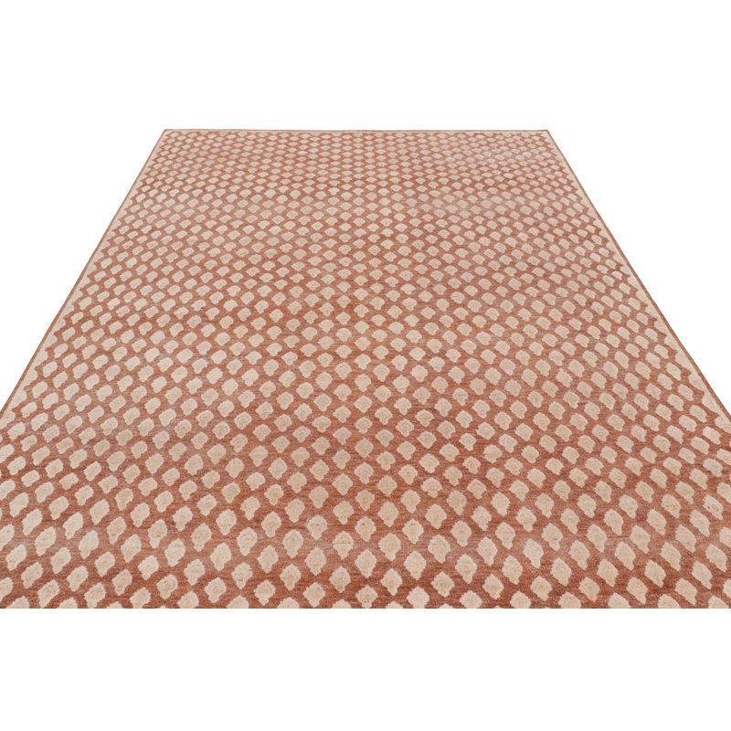 Rug & Kilim’S Modern Block Print Rug In Pink With Cream Floral Pattern