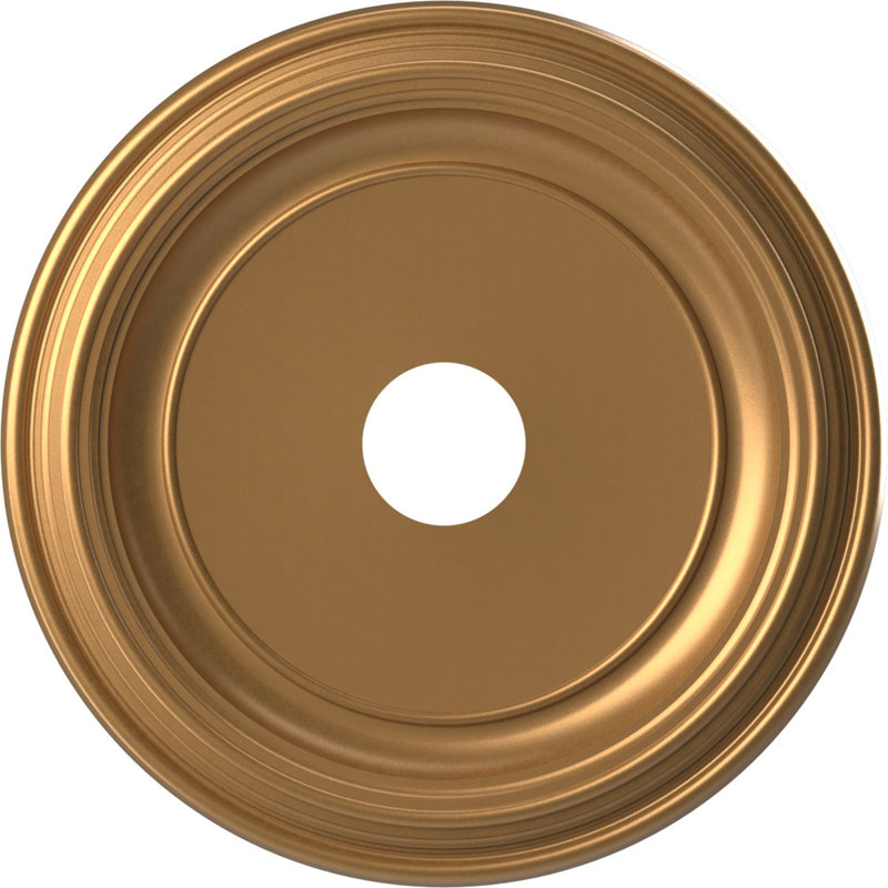 Traditional Traditional Thermoformed PVC Ceiling Medallion, 13" H x 13" W x 1.25" D, Bright Coat Gold