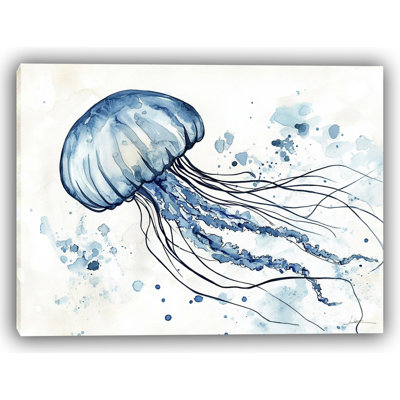 «Blue Bloom - Abstract Jellyfish», art marin sur toile