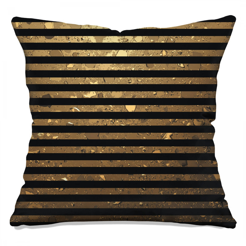 Coussins décoratifs à rayures dorées et noires, 20 x 20 pouces