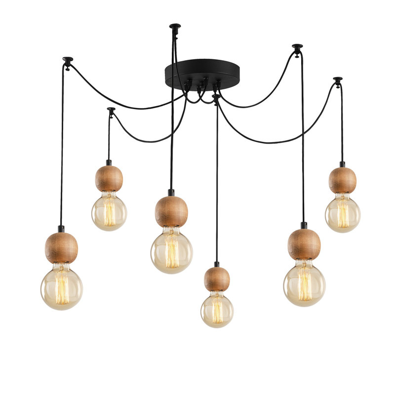Luminaire suspendu grappe 6 lumières Henriksen, Noir