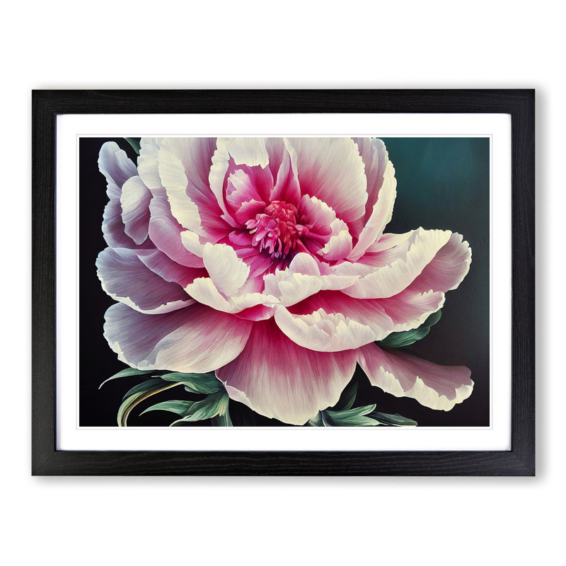 Dazzling Peony Flower - Framed Print, 34cm H x 46cm W x 2cm D, Black Framed