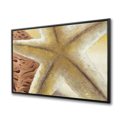 Toile étoile de mer et coquillages | Décoration de plage brune encadrée