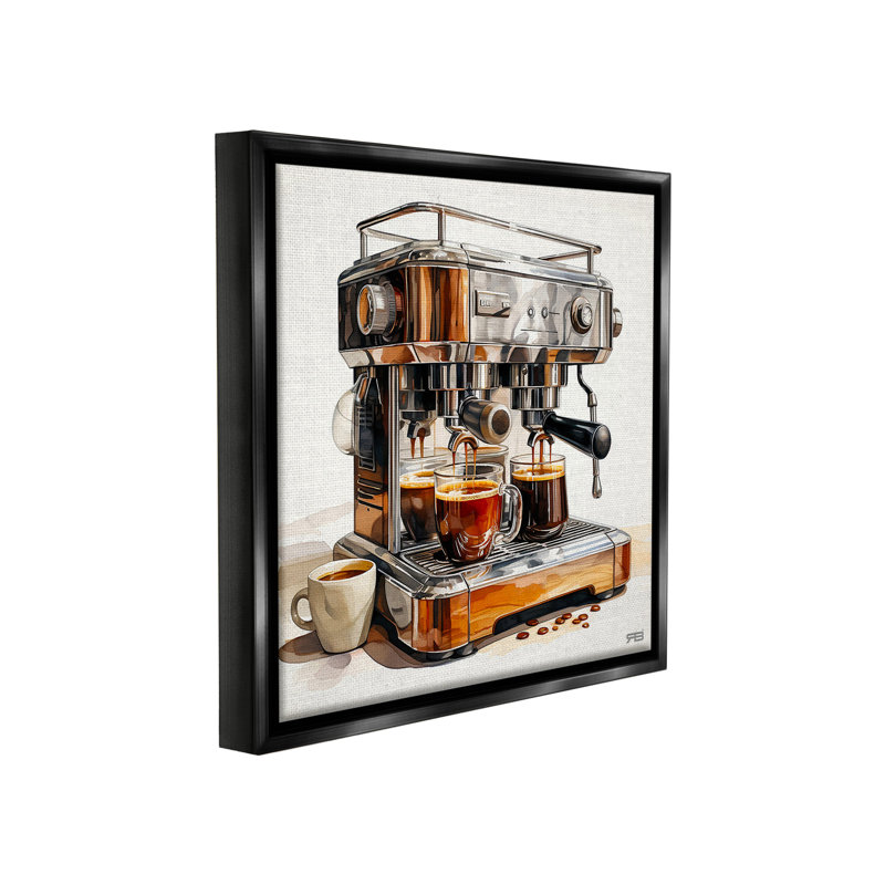 " Sleek Espresso Machine ", Jet Black Floater Frame, 25" H x 25" W