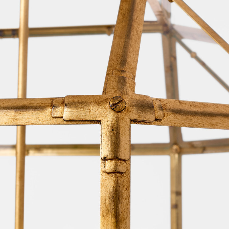 Suzanne Kasler Morris Small Lantern, Gold, Clear, 30.25" H x 23.25" W x 23.25" D