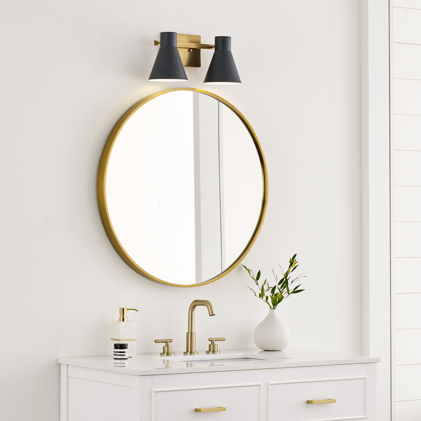 Byers 2-Light Dimmable Vanity Light, Gold, No
