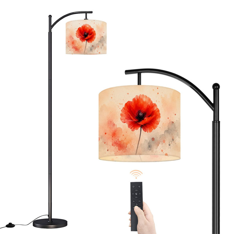 Lampe sur pied à DEL à intensité variable avec aquarelle rouge, abat-jour réglable en hauteur avec télécommande, pour le salon, la chambre et le bureau