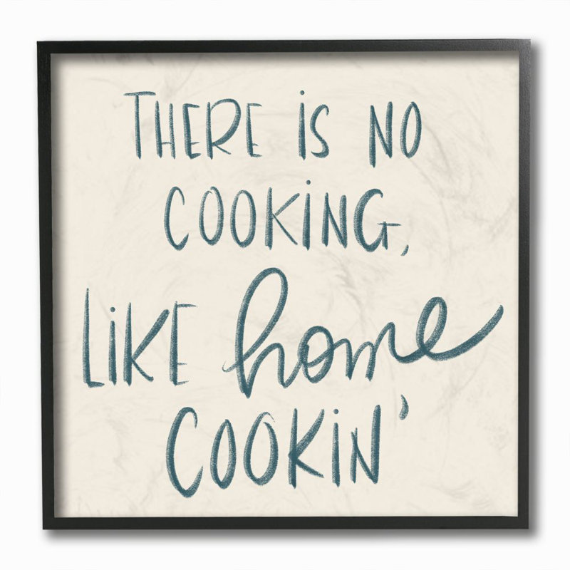 Reproduction d’art textuel, "no cooking like home Cookin Family" par SD Graphics studio, H 12 po x l 12 po x P 1,5 po