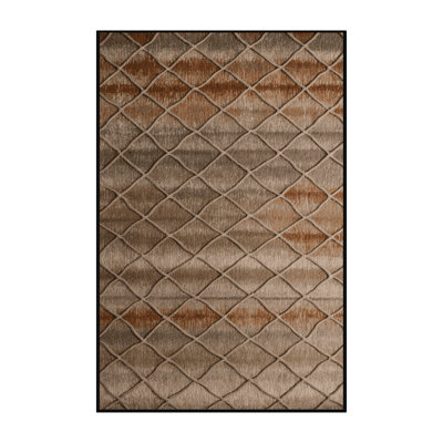 Tapis brun treillis lavable à la machine