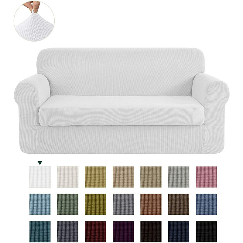 Box Cushion Sofa Slipcover, White