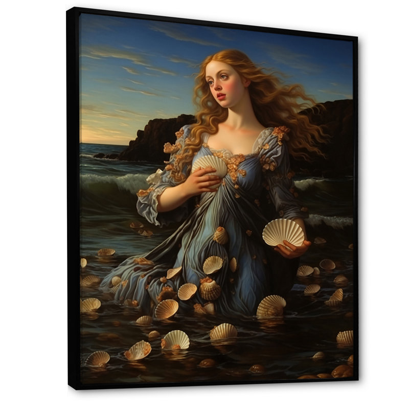 Chef-d'œuvre, la naissance de Vénus I - art mural chef-d'œuvre, 32" H x 16" W, Cadre flottant noir