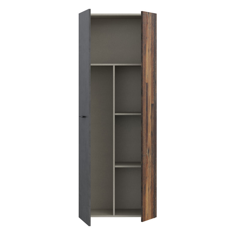 Shilu 2 Door Manufactured Wood Wardrobe, Grey/Vintage Oak