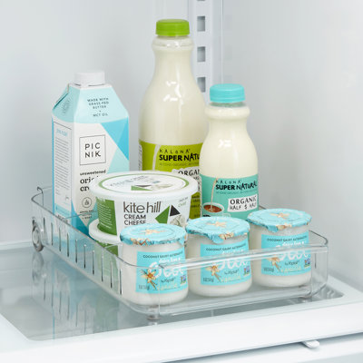 YouCopia® RollOut® Fridge Caddy, 9” x 15”, Rolling Fridge Organizer with Adjustable Dividers
