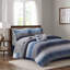 Ensemble de couette 9 pièces en coton brodé et imprimé, bleu marine, taille King californienne-136126491-136126489