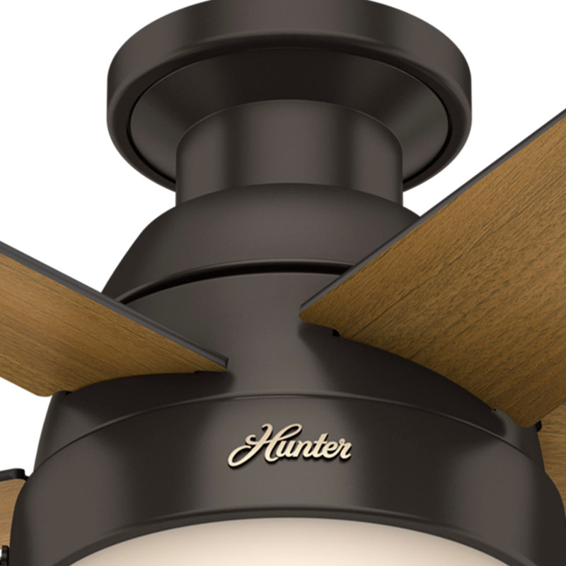Ventilateur de plafond encastré à 5 pales de 46 po avec tirette et ensemble d'éclairage à DEL inclus Anslee, Bronze supérieur