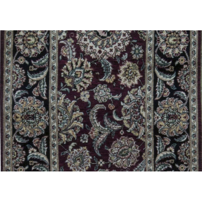Manchuria Oriental Hand-Knotted Wool Wine/Black Rug