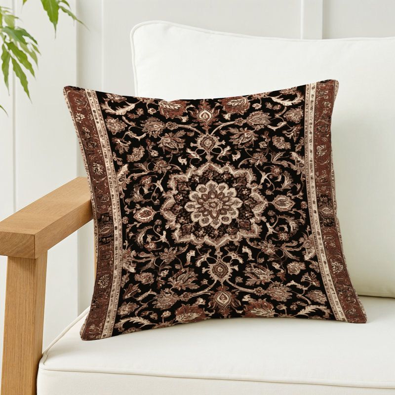 Coussin décoratif d'intérieur et d'extérieur Overdyed, Carré 16 po, Brun oriental oriental 199