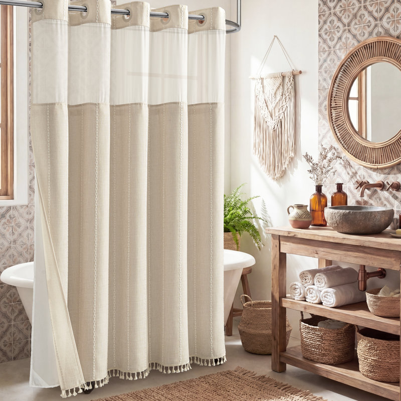 Rideaux de douche Boho, H 75 po x l 72 po, Crème