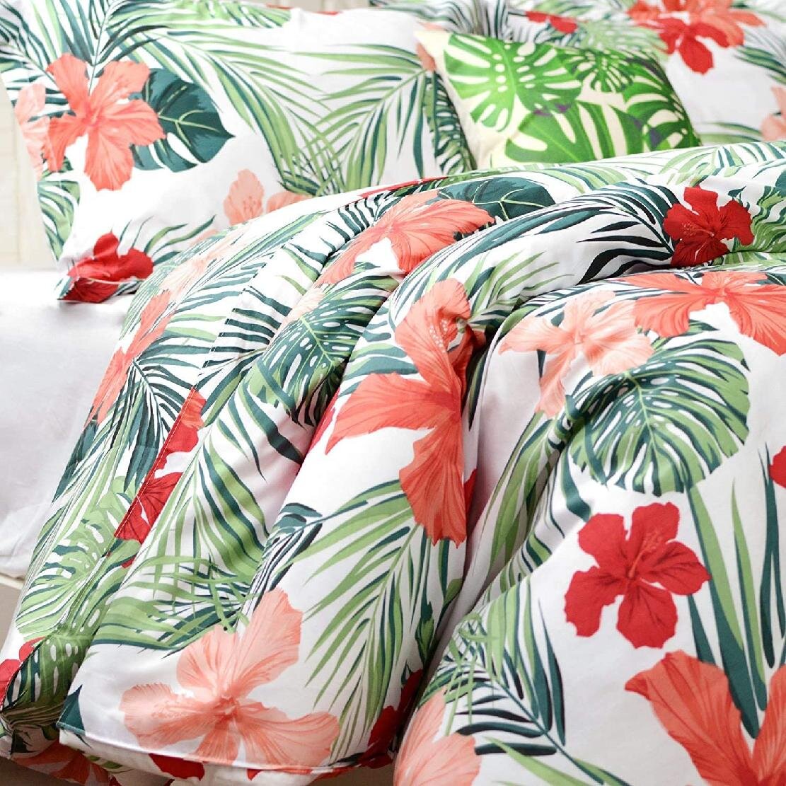 Tommy Bahama Hibiscus Bloom Cotton Sheet Set, Green, Queen