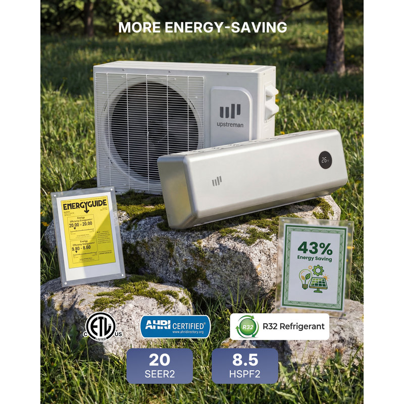 12000 BTU Mini Split AC/Heating System, 230V Silver Mini Split Air Conditioner