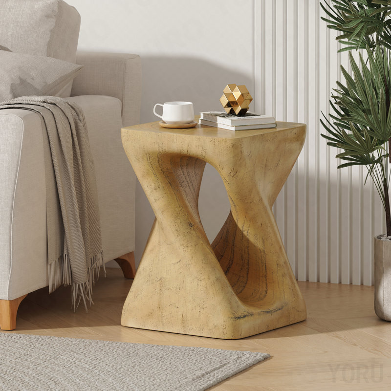 Table d'appoint Mgo Twist Shape, texture semblable au bois - couleur naturelle, Natural