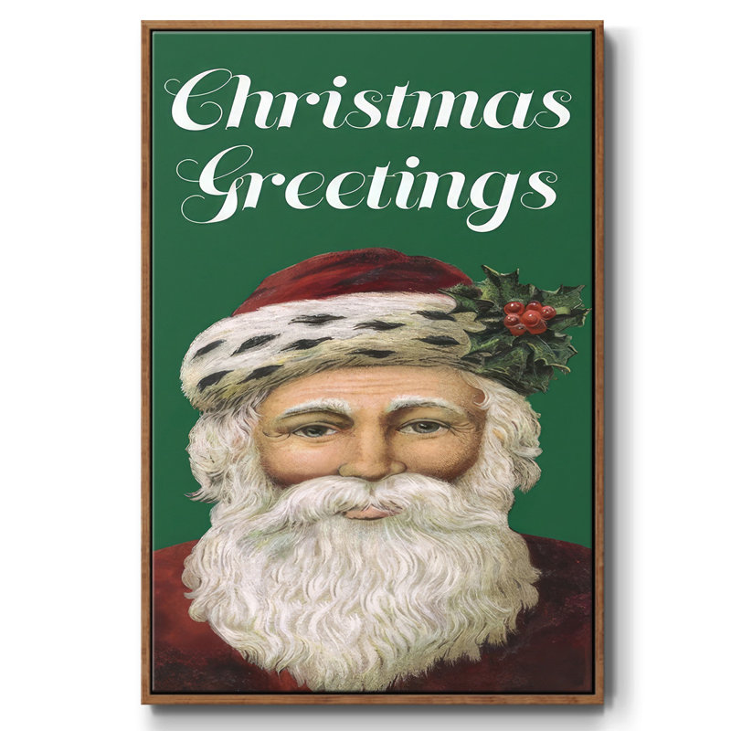 Retro Santa Claus I, reproduction d'art sur toile, Cadre noyer, H 41 po x l 27 po x P 1,5 po