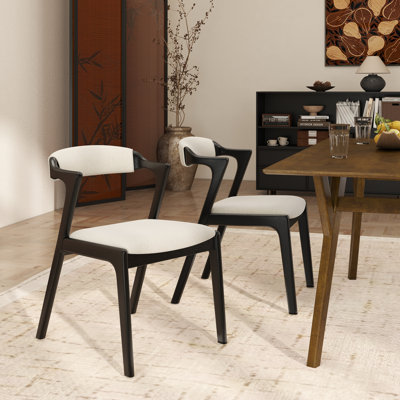 Needham Black Finish Upholstered Dining Chairs, Set Of 2