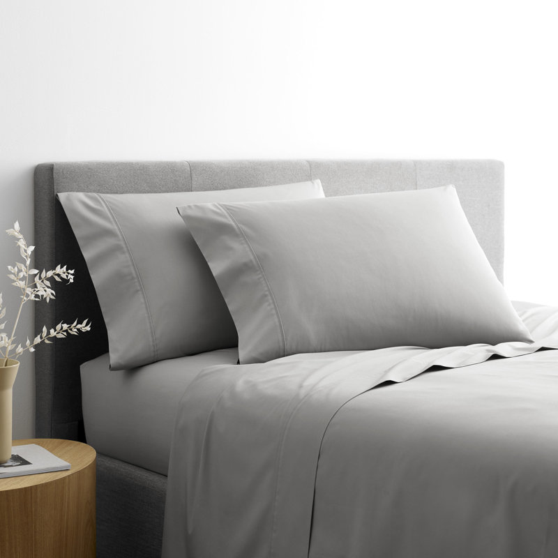 Ensemble de draps en mélange de coton 200 fils Clean Essentials Antimicrobial, Gris
