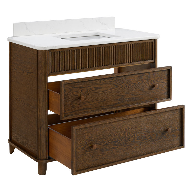 Kathryne 36" Bathroom Vanity In Natural Enhanced Oak, Enhanced Brown Oak, 42"