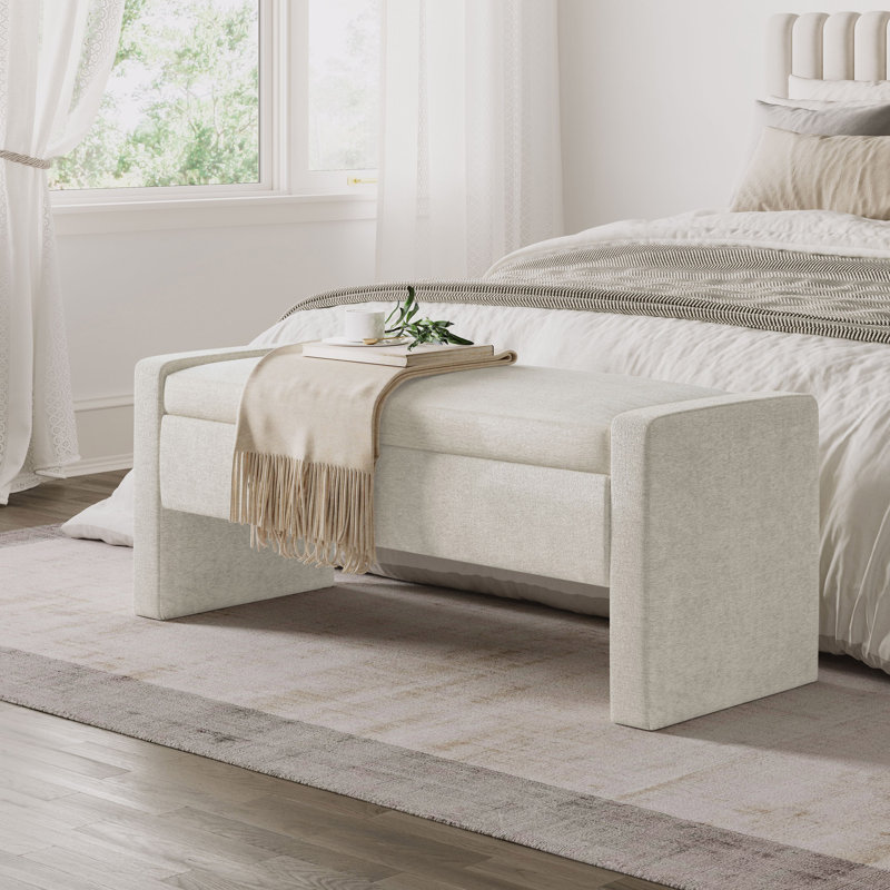 Sharpay Upholstered Storage Bench, Braun Natural
