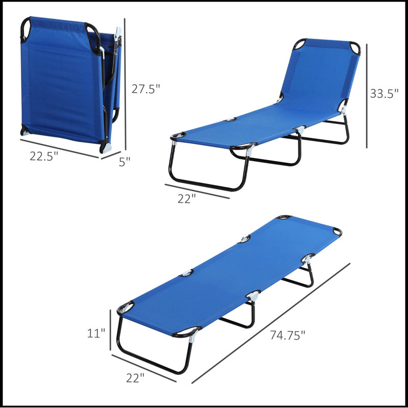 Folding Chaise Lounge Pool Chair, Patio Sun Tanning Chair, Outdoor Lounge Chair with 5-Positions