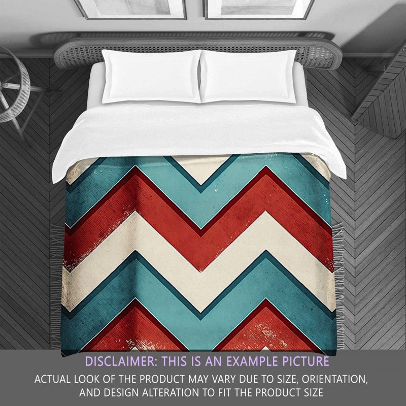 Checkered Comforter, Twin Extra Long Comforter, Blue/Red Chevron