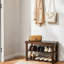 Banc de rangement à chaussures à 3 niveaux en bambou, range-chaussures de rangement d'une capacité de 300 lb, banc d'entrée polyvalent pour le balcon de la chambre à coucher du salon
