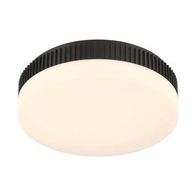 Flush Mount, 18", Matte Black, Opal Glass