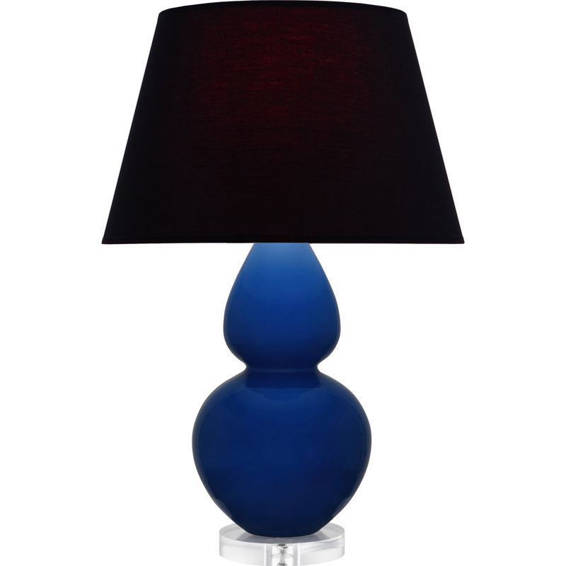 Double Gourd Table Lamp, Black/Red, Cobalt Glazed/Silver