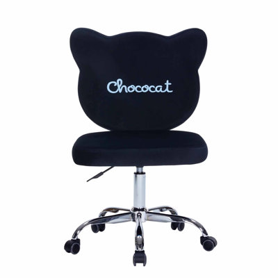 Chococat 360 Degree Swivel Vanity Chair For Bedroom, Armless Makeup Desk Chair With 5 Soft Rolling Wheels, Adjustable Seat Height, Metal Base, And Comfy Polyurethane Padded Seat