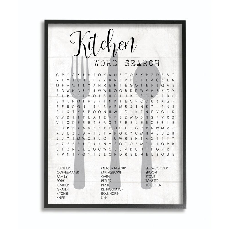 « cuisine word look fun family word design » par daphné polselli, impression, H 20 po x l 16 po, Giclée encadrée noir minuit