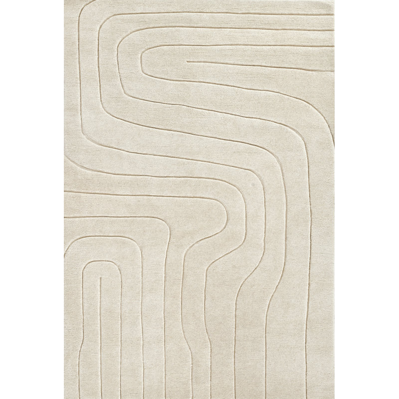 Tapis ivoire en laine touffeté à la main Joss & Main Aelin 8 pi x 10 pi, Rectangulaire 8 pi x 10 pi