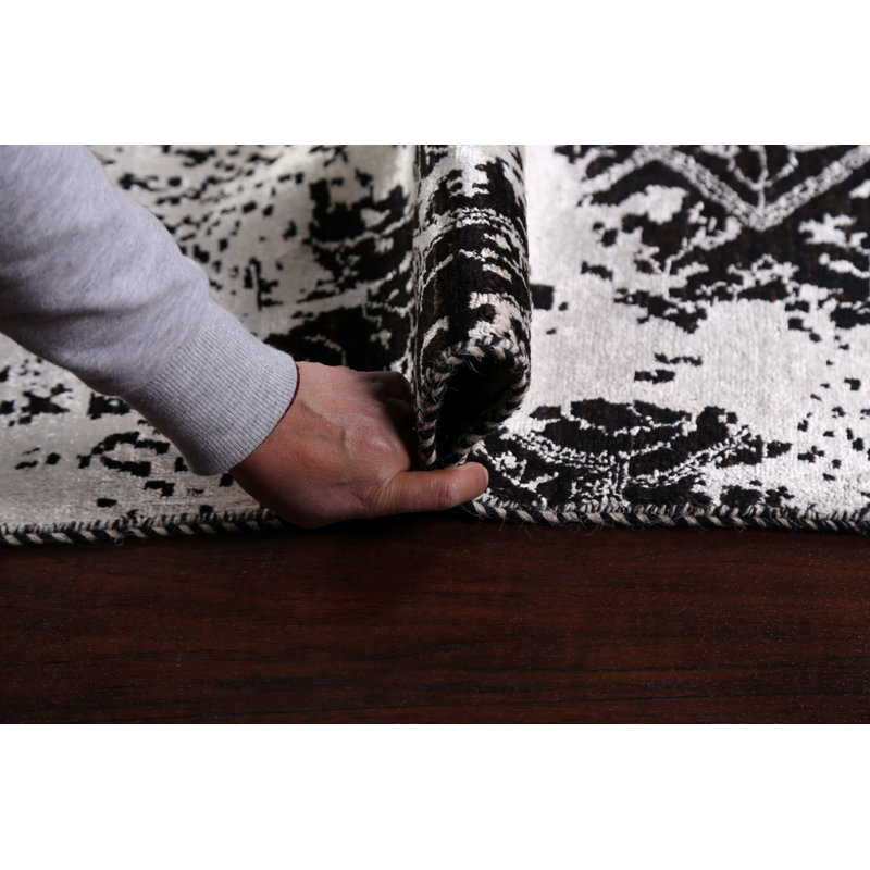 Tapis oriental unique patiné noué à la main 6 pi x 9 pi Versace