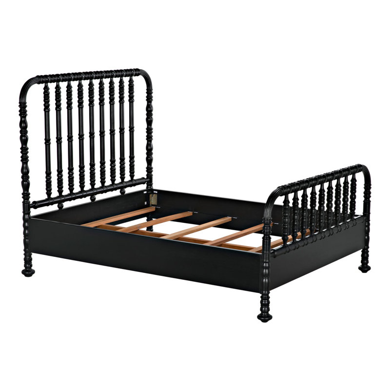 Bachelor Solid Wood Bed, Queen, Hand Rubbed Black