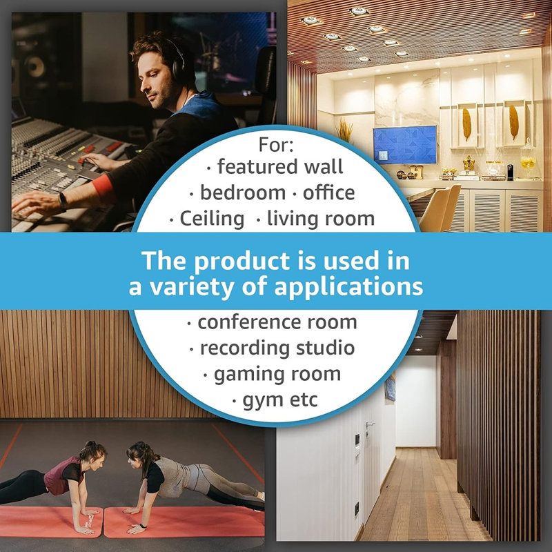 Panneaux muraux acoustiques à lattes de bois cannelées pour l'absorption acoustique et une décoration intérieure moderne, noyer