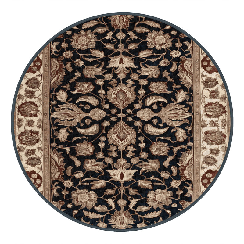 Tapis brun turc lavable à la machine, Rond 6 pi